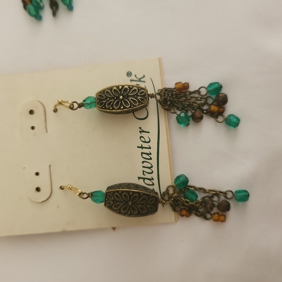 Coldwater Creek Turquoise Southwest Bead Tassel Necklace Earrings - Picture 4 of 6